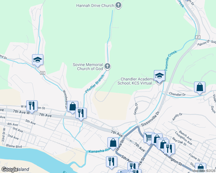 map of restaurants, bars, coffee shops, grocery stores, and more near in Charleston