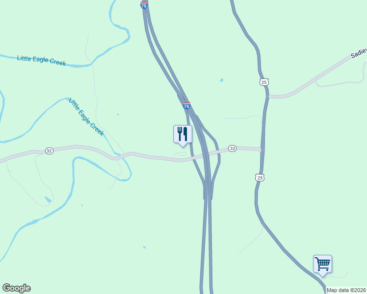 map of restaurants, bars, coffee shops, grocery stores, and more near 313 Porter Road in Sadieville