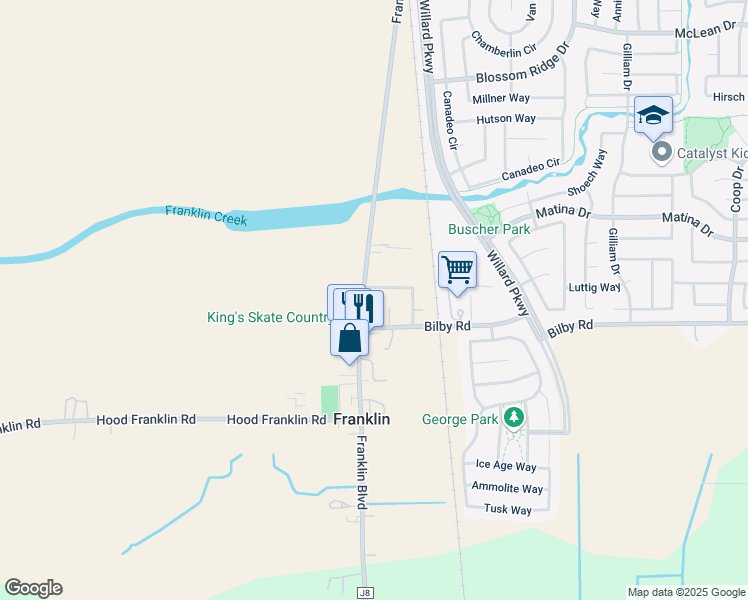 map of restaurants, bars, coffee shops, grocery stores, and more near 4400 Kenneth Way in Elk Grove