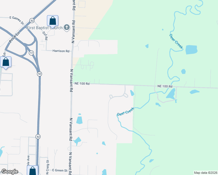 map of restaurants, bars, coffee shops, grocery stores, and more near 51-97 Northeast 100 Road in Clinton