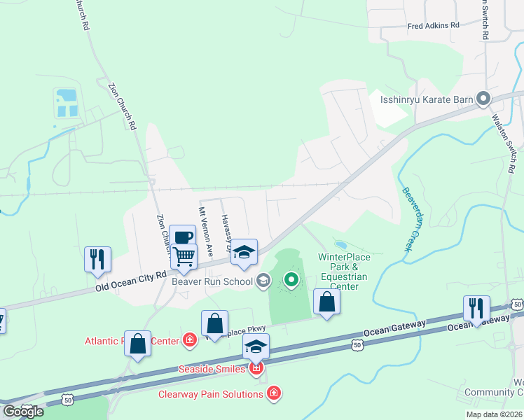 map of restaurants, bars, coffee shops, grocery stores, and more near 6868 Lois Avenue in Salisbury