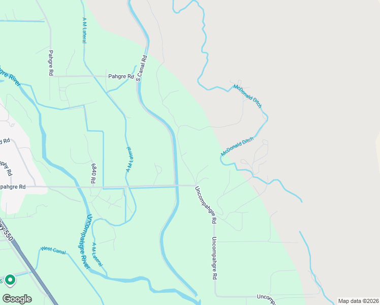 map of restaurants, bars, coffee shops, grocery stores, and more near 21446 Uncompahgre Road in Montrose