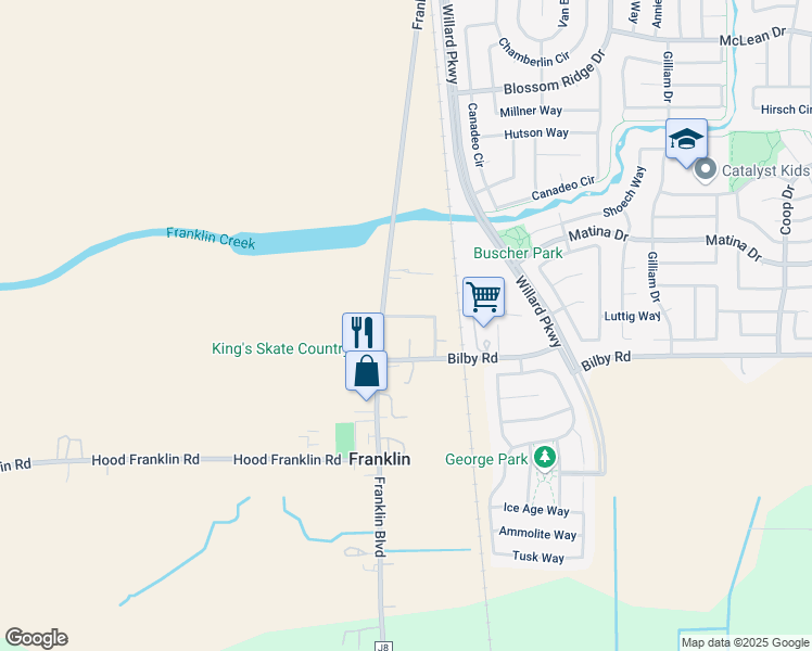 map of restaurants, bars, coffee shops, grocery stores, and more near 4400 Kenneth Way in Elk Grove