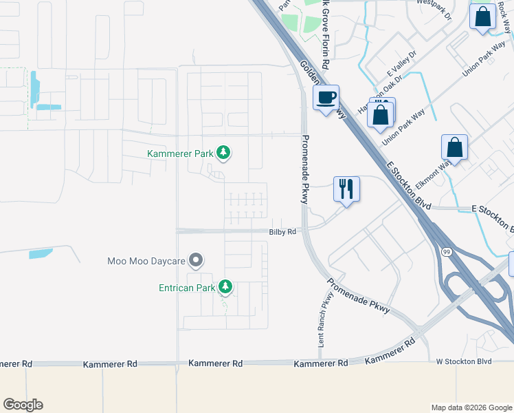 map of restaurants, bars, coffee shops, grocery stores, and more near 8878 Solo Way in Elk Grove
