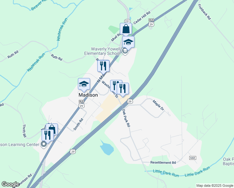 map of restaurants, bars, coffee shops, grocery stores, and more near 315 Washington Street in Madison