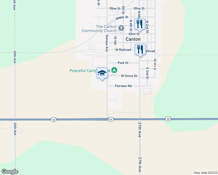map of restaurants, bars, coffee shops, grocery stores, and more near 119 Fairview Road in Canton