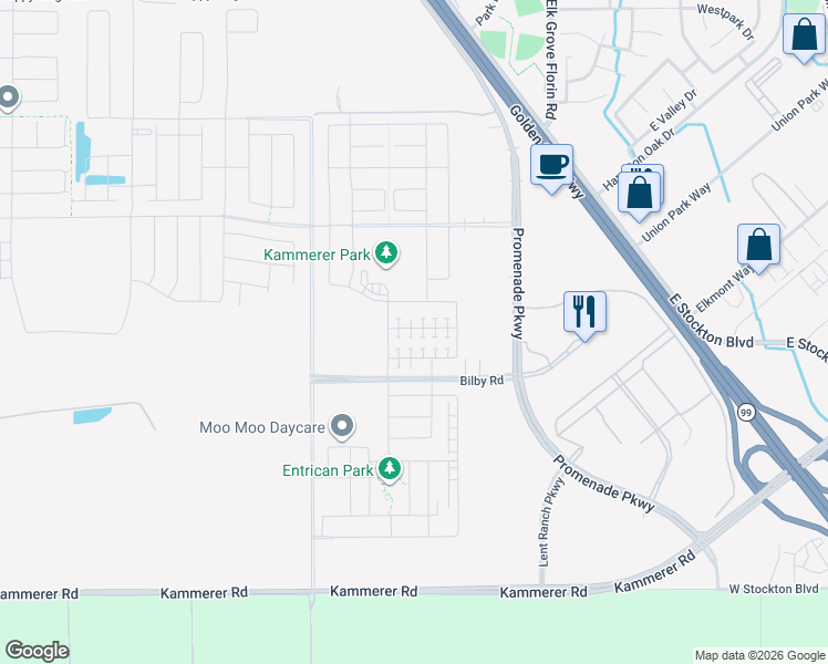 map of restaurants, bars, coffee shops, grocery stores, and more near 8828 Solo Way in Elk Grove