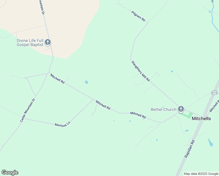 map of restaurants, bars, coffee shops, grocery stores, and more near 11135 Mitchell Road in Rapidan