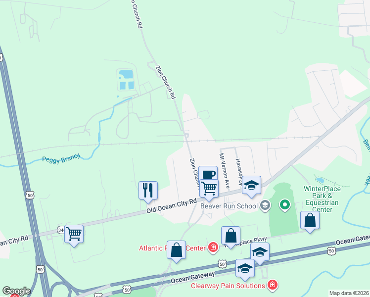map of restaurants, bars, coffee shops, grocery stores, and more near 6841 Edwards Avenue in Salisbury
