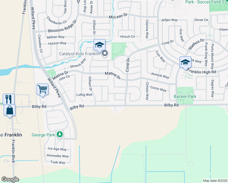 map of restaurants, bars, coffee shops, grocery stores, and more near 5401 Rowser Way in Elk Grove