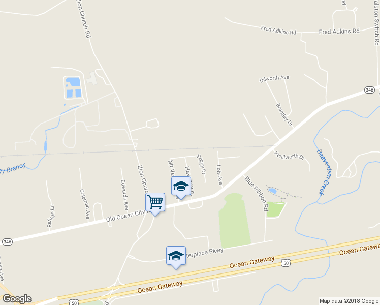 map of restaurants, bars, coffee shops, grocery stores, and more near 6877 Peggy Drive in Salisbury