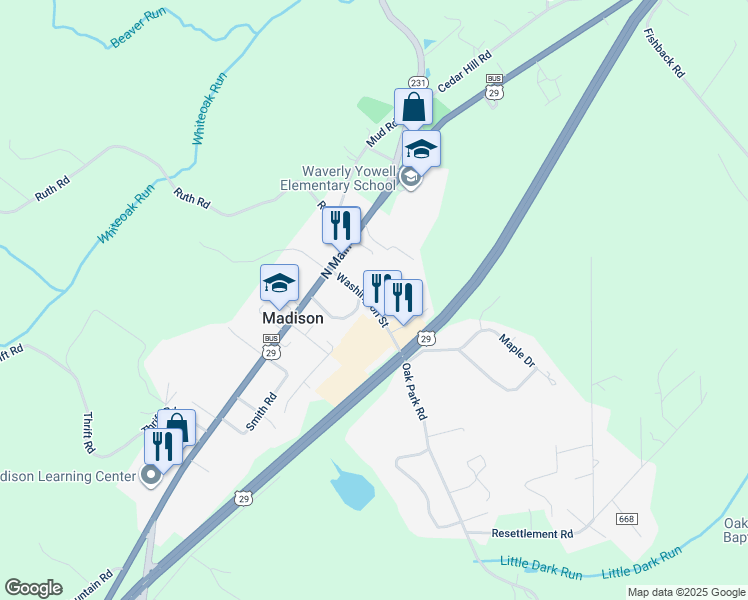 map of restaurants, bars, coffee shops, grocery stores, and more near 315 Washington Street in Madison