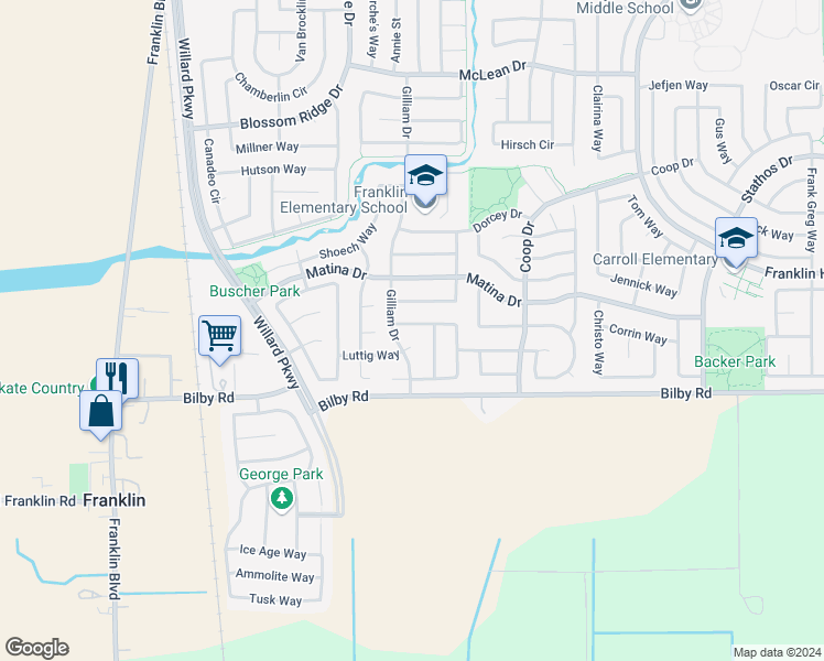 map of restaurants, bars, coffee shops, grocery stores, and more near 5208 Jilson Way in Elk Grove