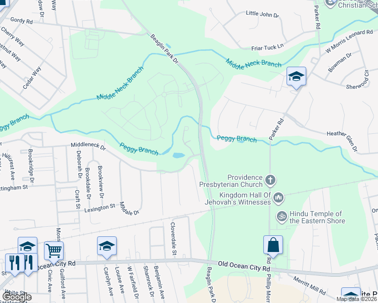 map of restaurants, bars, coffee shops, grocery stores, and more near 1415 Cat Tail Court in Salisbury
