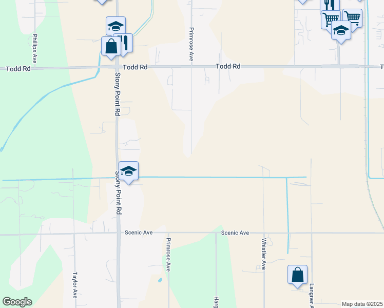 map of restaurants, bars, coffee shops, grocery stores, and more near Primrose Avenue in Santa Rosa