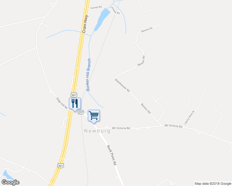 map of restaurants, bars, coffee shops, grocery stores, and more near 12005 Steinhauser Road in Newburg