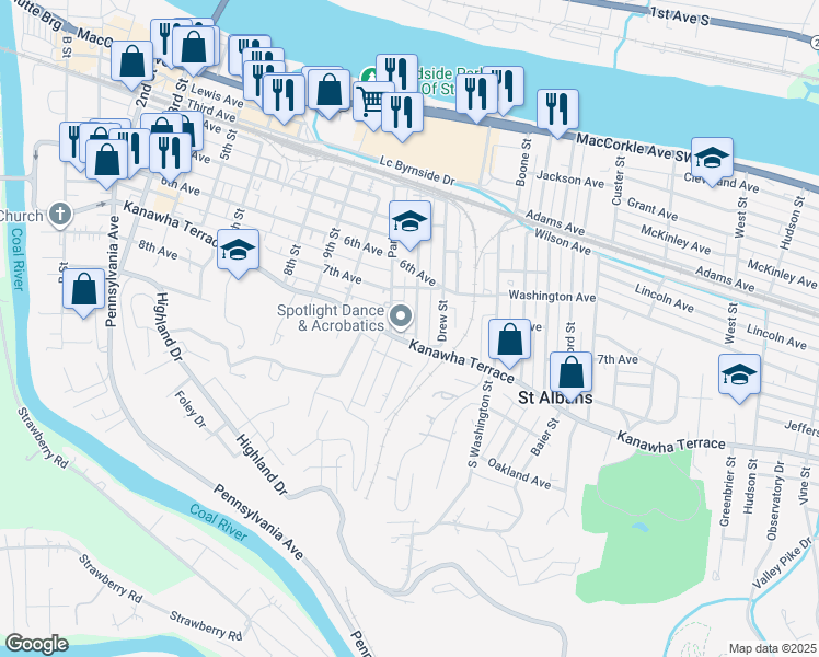 map of restaurants, bars, coffee shops, grocery stores, and more near 3 Holly Street in Saint Albans