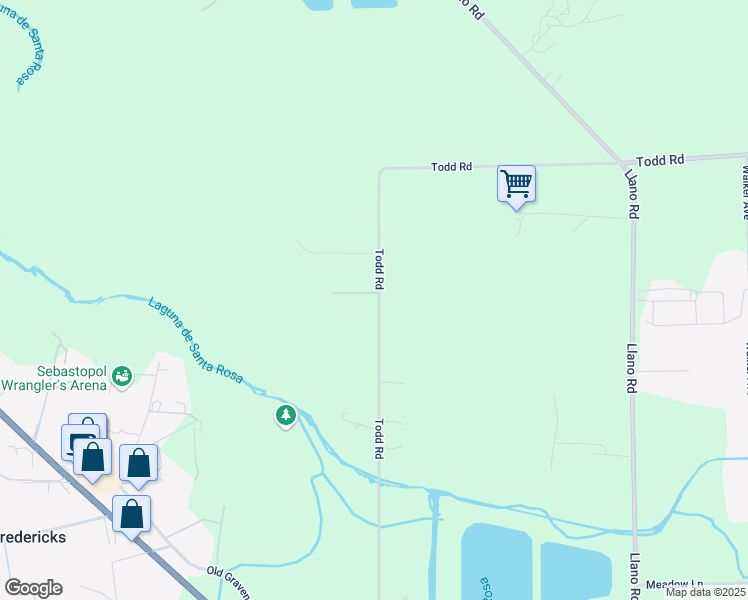 map of restaurants, bars, coffee shops, grocery stores, and more near 4344 Todd Road in Sebastopol