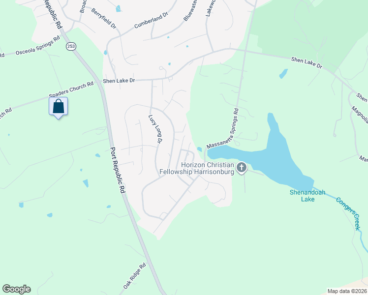 map of restaurants, bars, coffee shops, grocery stores, and more near 3856 Traveler Road in Harrisonburg