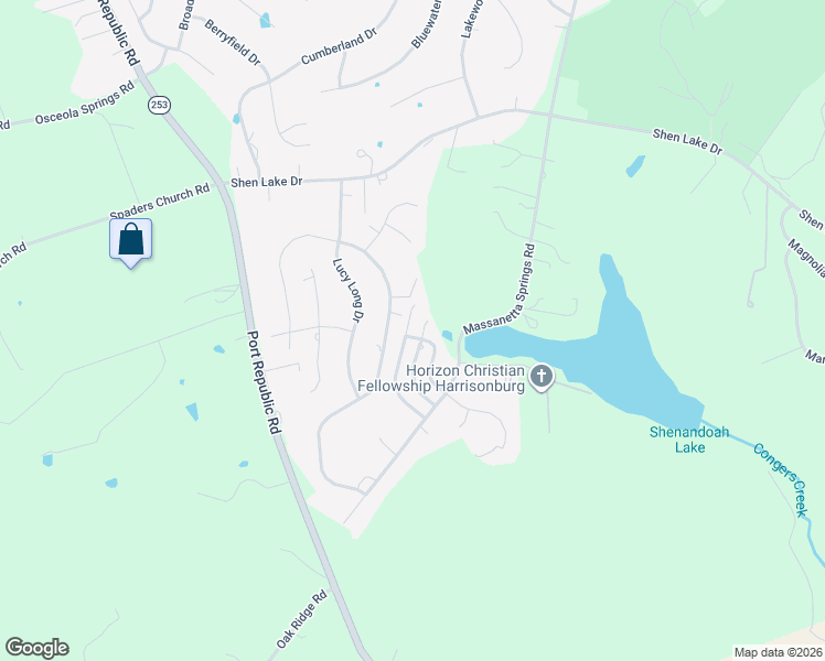 map of restaurants, bars, coffee shops, grocery stores, and more near 3856 Traveler Road in Harrisonburg