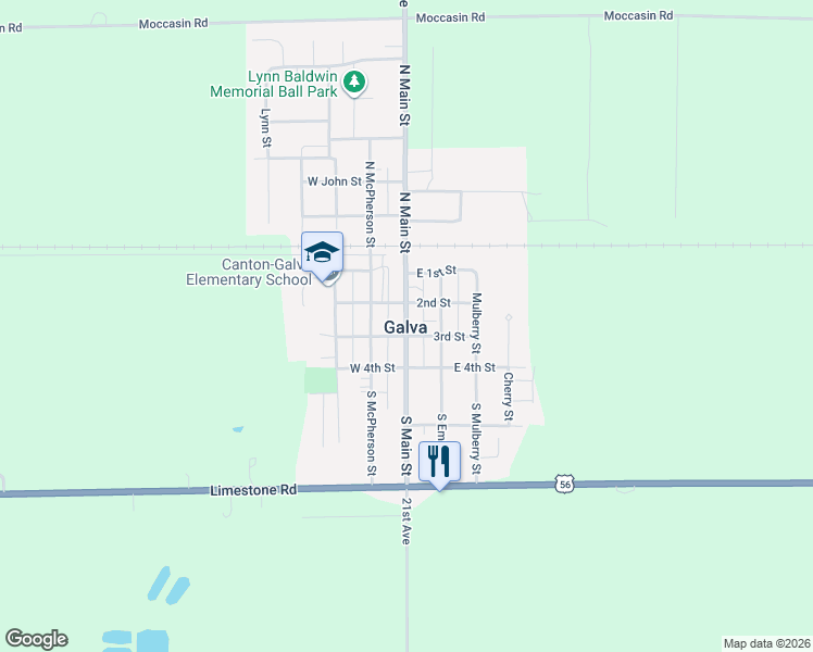 map of restaurants, bars, coffee shops, grocery stores, and more near in Galva