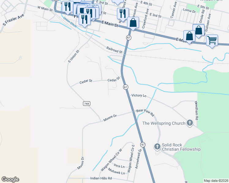 map of restaurants, bars, coffee shops, grocery stores, and more near 54 Spruce Street in Florence