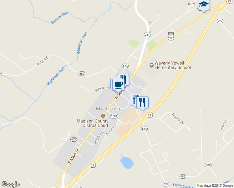 map of restaurants, bars, coffee shops, grocery stores, and more near 217 North Main Street in Madison