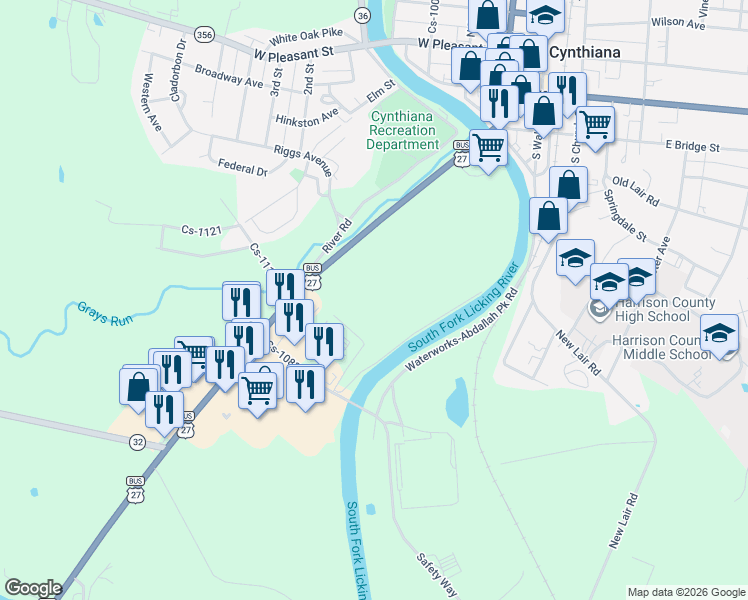 map of restaurants, bars, coffee shops, grocery stores, and more near in Cynthiana