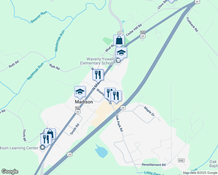 map of restaurants, bars, coffee shops, grocery stores, and more near 320 North Main Street in Madison