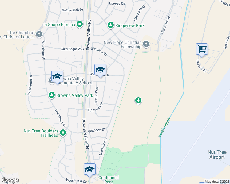 map of restaurants, bars, coffee shops, grocery stores, and more near 461 Tara Court in Vacaville