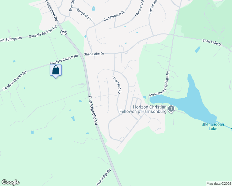 map of restaurants, bars, coffee shops, grocery stores, and more near 4180-4190 Lucy Long Drive in Harrisonburg