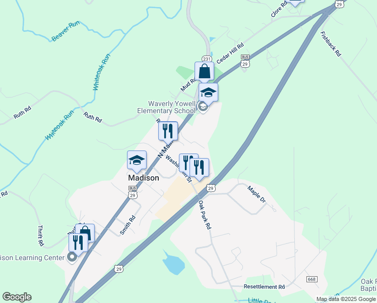map of restaurants, bars, coffee shops, grocery stores, and more near 320 North Main Street in Madison