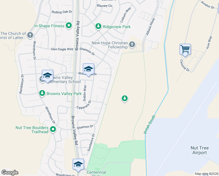 map of restaurants, bars, coffee shops, grocery stores, and more near 555 Shannon Drive in Vacaville