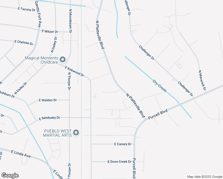 map of restaurants, bars, coffee shops, grocery stores, and more near 1123 Muskrat Lane in Pueblo West