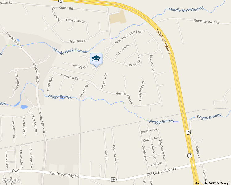 map of restaurants, bars, coffee shops, grocery stores, and more near 30674 Heather Glen Drive in Salisbury
