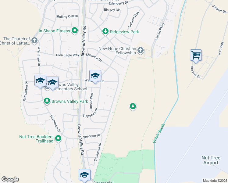 map of restaurants, bars, coffee shops, grocery stores, and more near 603 Shannon Drive in Vacaville