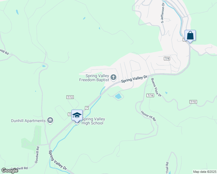map of restaurants, bars, coffee shops, grocery stores, and more near 1616 Spring Valley Drive in Huntington