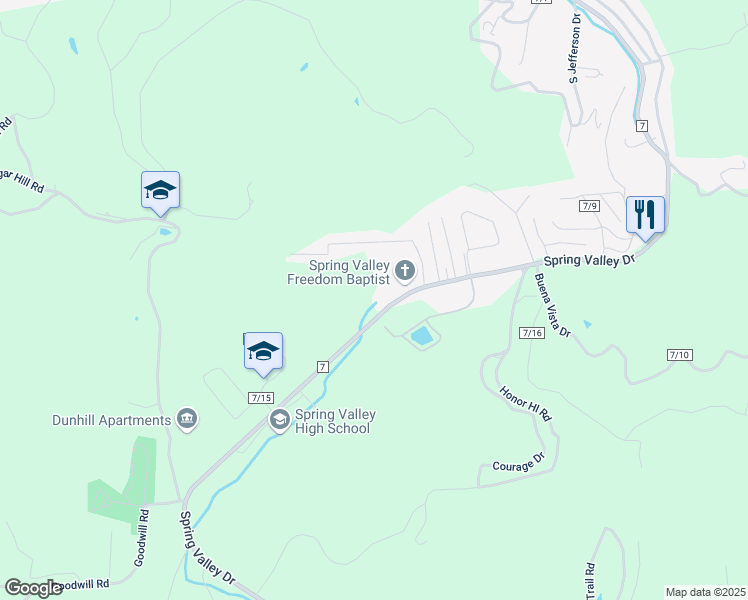 map of restaurants, bars, coffee shops, grocery stores, and more near 1616 Spring Valley Drive in Huntington