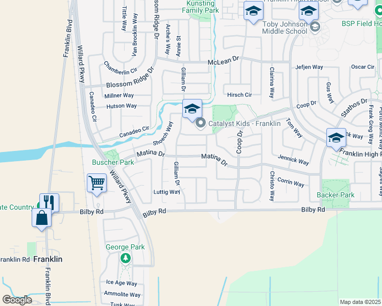 map of restaurants, bars, coffee shops, grocery stores, and more near 5221 Matina Drive in Elk Grove
