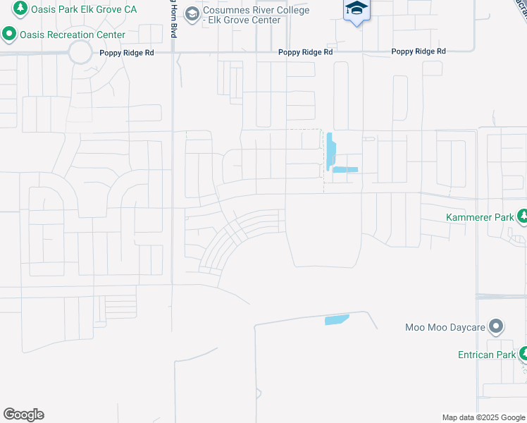map of restaurants, bars, coffee shops, grocery stores, and more near Big Horn Boulevard in Elk Grove