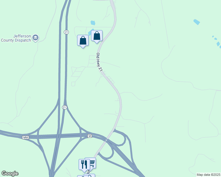 map of restaurants, bars, coffee shops, grocery stores, and more near 5355 Old Highway 21 in Jefferson County