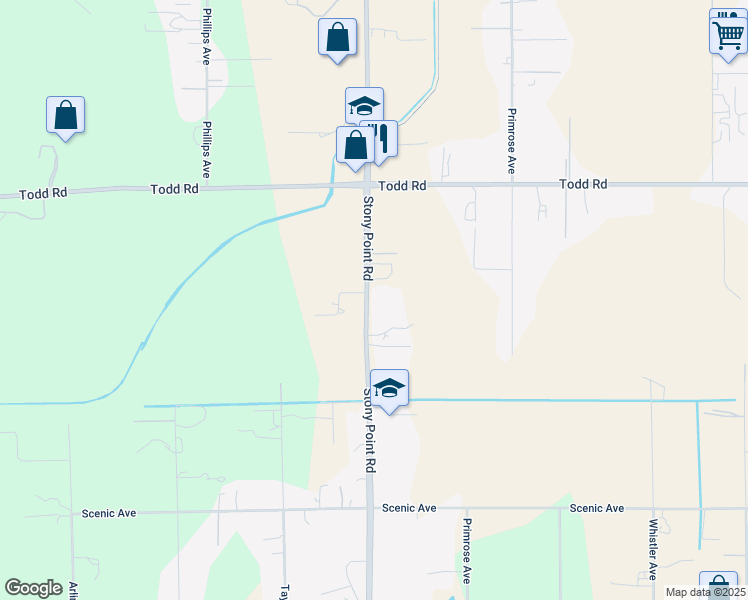 map of restaurants, bars, coffee shops, grocery stores, and more near 3950 Stony Point Road in Santa Rosa