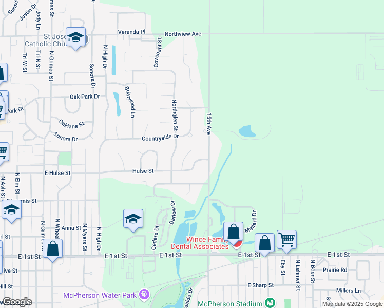 map of restaurants, bars, coffee shops, grocery stores, and more near 1316 Northcourt Street in McPherson