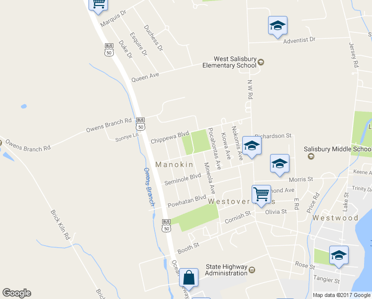 map of restaurants, bars, coffee shops, grocery stores, and more near 1205 Tuscola Avenue in Salisbury