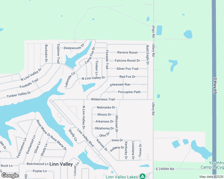 map of restaurants, bars, coffee shops, grocery stores, and more near 77 Porcupine Path in Linn Valley