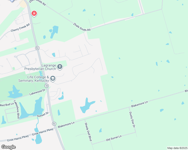 map of restaurants, bars, coffee shops, grocery stores, and more near 2110 Okaford Court in La Grange