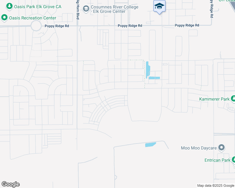 map of restaurants, bars, coffee shops, grocery stores, and more near Big Horn Boulevard in Elk Grove