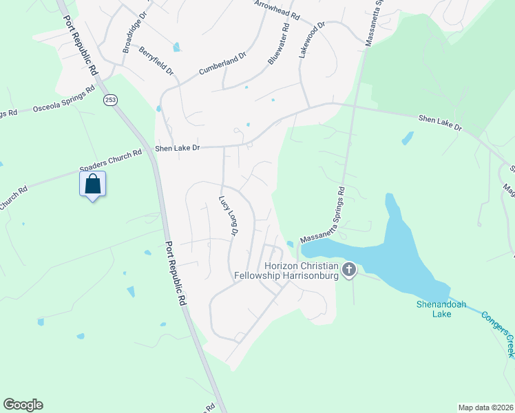 map of restaurants, bars, coffee shops, grocery stores, and more near 3930 Traveler Road in Harrisonburg