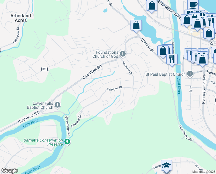 map of restaurants, bars, coffee shops, grocery stores, and more near 431 Fairview Dr in St Albans