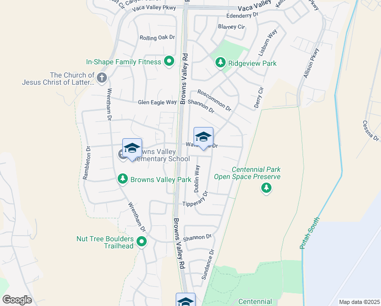 map of restaurants, bars, coffee shops, grocery stores, and more near 315 Limerick Way in Vacaville